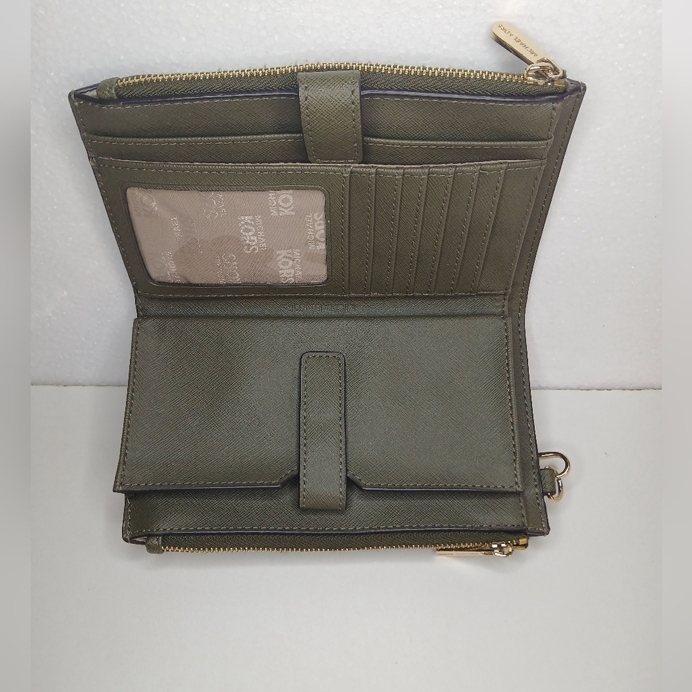 Michael Kors Jet Set Travel Double Wristlet Wallet Palm Leaf Monstera Leaf - Picture 6 of 11